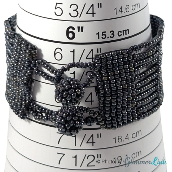 Bohemian Woven Black Beaded Bracelet - Picture 4 of 4